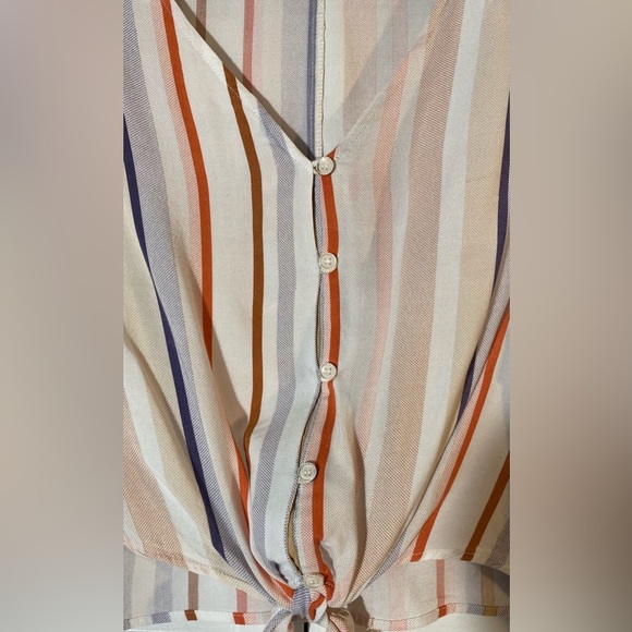 Anthropologie BNDI Blouse Size Small White with Stripes Button Front Cropped - Picture 2 of 8